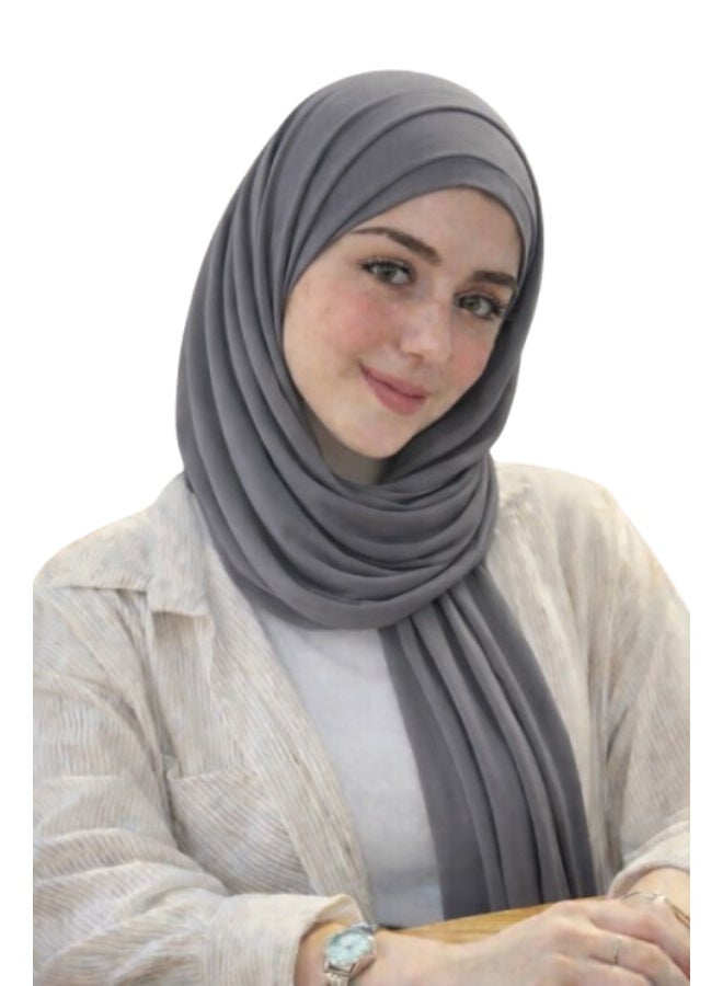طرحة قطن ليكرا مع بندانة  باللون الرمادي مقاس 2 متر × 60 سم  خامة مريحة وثبات طوال اليوم - Image 1